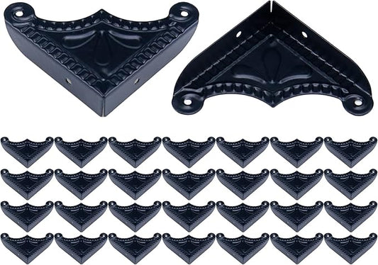 T Tulead Iron Box Corner Protectors Edge Safety Guard Furniture Edge Guard Cover 1.54"×1.54"×0.31" Deocrative Antique Edge Protectors Pack of 30 with Nails
