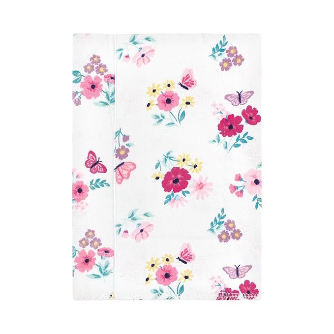 Hudson Baby Unisex Baby Cotton Flannel Burp Cloths, Butterfly Floral 4-Pack, One Size