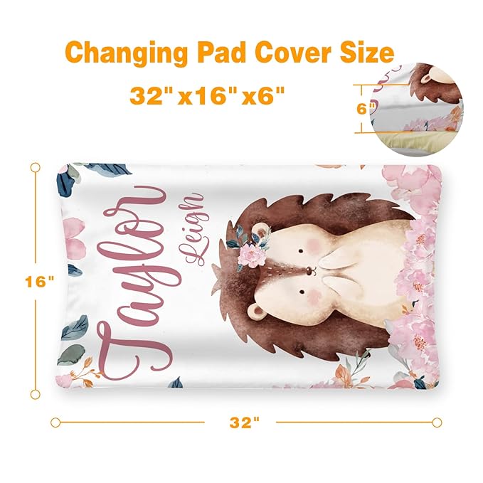 Custom Changing Pad Cover Set - Jersey Knit Comfy CozyUltra Soft Unisex Diaper Changing Table Covers with Personalized Name for Baby Boys Girls - Waterproof Ultra Soft 4 Pcs Set Style19