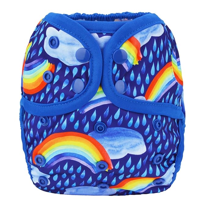 Baby Diaper Cover Nappy One Size 8lbs to 36lbs (Rainbows Rains Clouds)