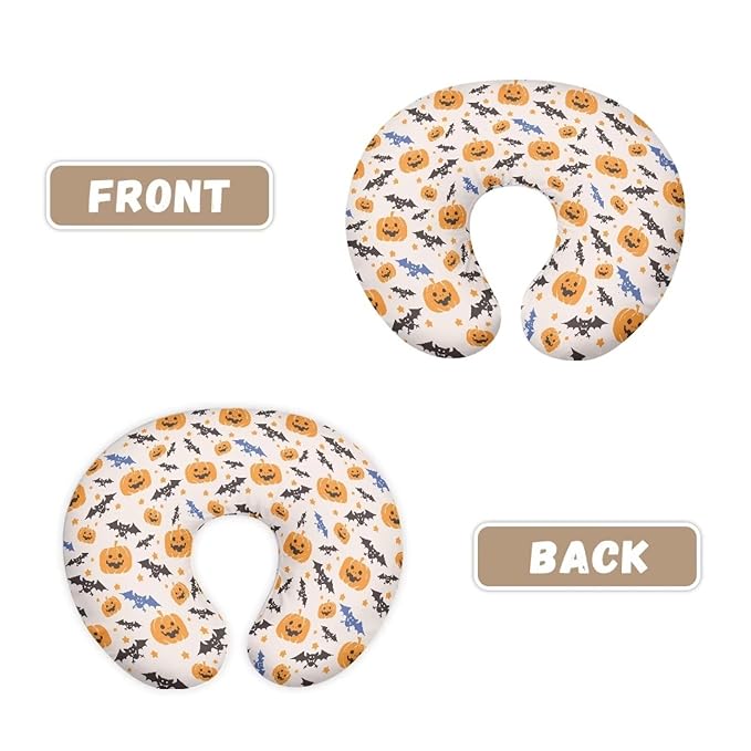 Halloween Pumpkin Bat Baby Girls Boys Nursing Pillow Cover Baby Breastfeeding Slipcover Newborn Safety and Comfy Cover Baby Mom Essentials, 2 Packs