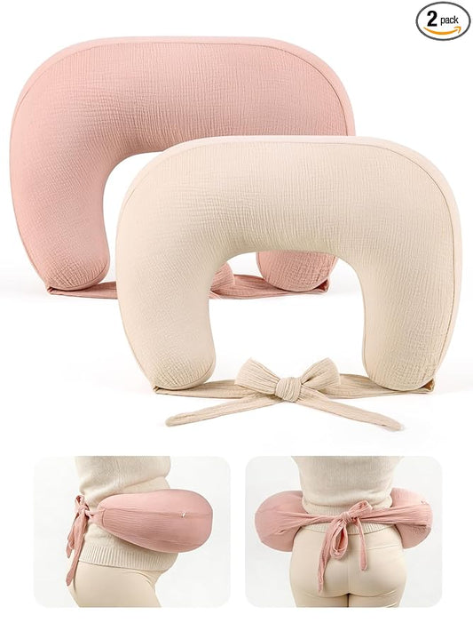 lulumoon Muslin Nursing Pillow Covers - 2-Pack Soft Cotton Slipcovers for Breastfeeding & Bottle-Feeding - Extension Strap for Snug Fit & No Sliding - Hidden Zipper Safety for Newborn Baby