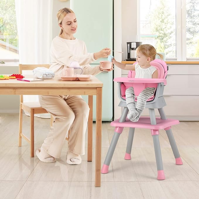 GLACER Convertible High Chair - 8 in 1 Adjustable Baby High Chair w/Removable Tray, Dual Cushions, Activity Table and Chair Set, Booster Seat, Stool, High Chairs for Babies and Toddlers