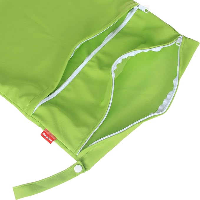 Damero 2pcs Travel Wet Dry Bag, Reusable Swimsuit Bag for Wet Clothes with Handle(Large, 2 pcs Green)