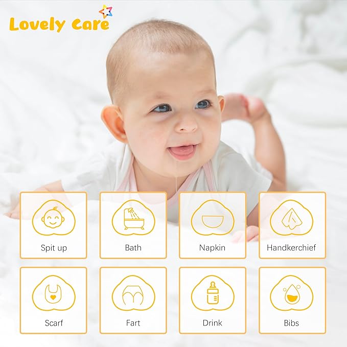 Lovely Care 12 Pack Muslin Burp Cloths 100% Cotton Muslin Cloths Large 20''x10'' Extra Soft and Absorbent Baby Burping Cloth - Honey