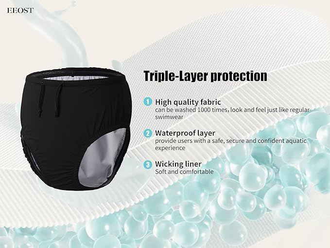 Adult Reusable Swim Diapers Special Needs Swimwear for Incontinence Cloth Diaper Covers Waterproof,Leakproof, Unisex