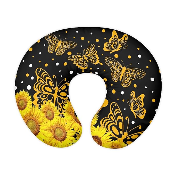 Forchrinse Sunflower Butterfly Nursing Pillow Cover Ultra Soft Feeding Pillow Slipcover for Breastfeeding Moms