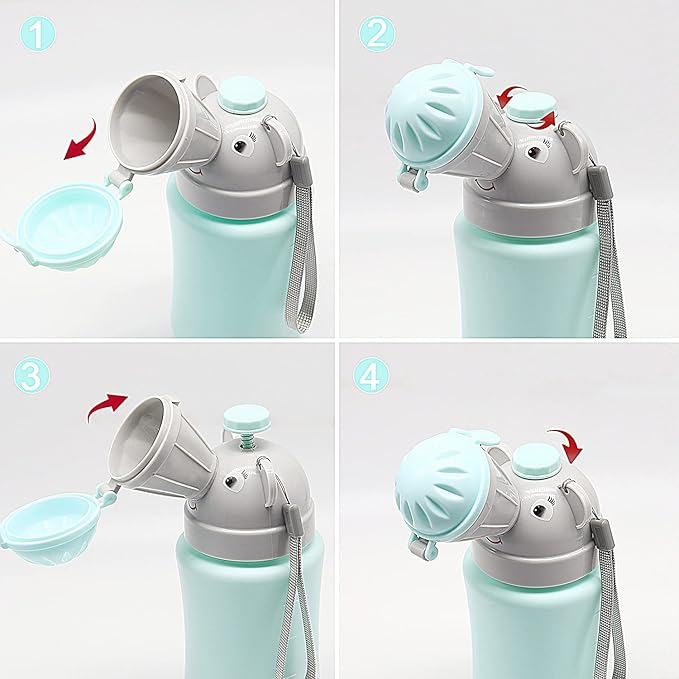 Pee Bottle for Kids - Travel Urinal Portable Potty Pee Cup for Girl Child Toddler Baby Urinal Emergency Toilet for Car Travel Road Trip Essentials Camping Potty Pee Training Leak Proof