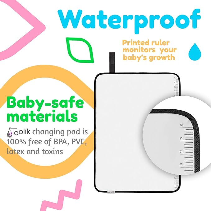 Toolik Baby Diaper Changing Pad, Extra Large (27.5 x 19.7 inch) Waterproof Mat for Stroller Walks or Diaper Bag, Fits Newborn and Toddler for Quick Change on The go, Black with 3D Cube