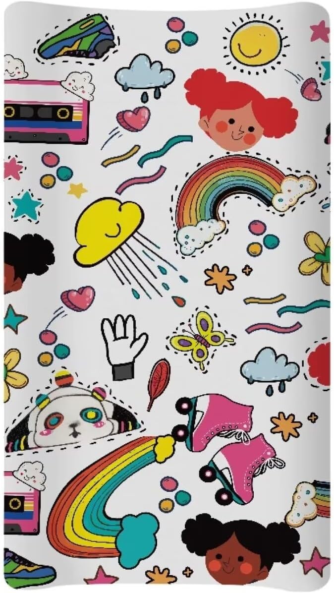 Rainbow Baby Changing Pad Cover Waterproof Breathable Nursery Pad Change Cover for Boys Girls Lightweight Cozy Diaper Changing Mat Cover