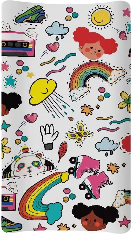 Rainbow Baby Changing Pad Cover Waterproof Breathable Nursery Pad Change Cover for Boys Girls Lightweight Cozy Diaper Changing Mat Cover