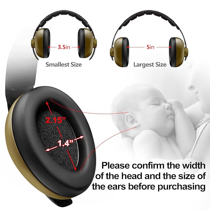 BBTKCARE Baby Headphones - Infant Ear Protection for Babies | Baby Earmuffs Noise Cancelling Headphones 3-36 Months - Army Green
