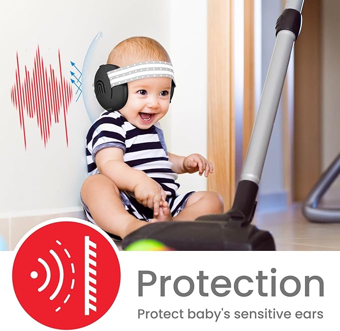 Adjustable Baby & Toddler Noise Cancelling Headphones - Ear Muffs for Kids 1-3 for Airplane Travel