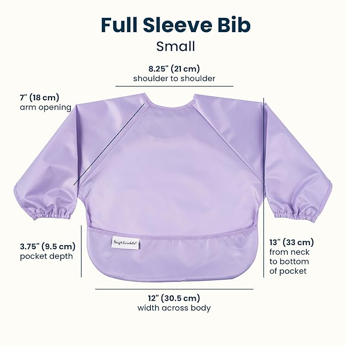 Tiny Twinkle Long Sleeve Bib for Babies & Toddlers | 2-Pack Waterproof Smock Bib for Eating | Machine Washable & Mess-Proof Feeding Essentials | Newborn Shower Gift (Mermaid,6–24M)