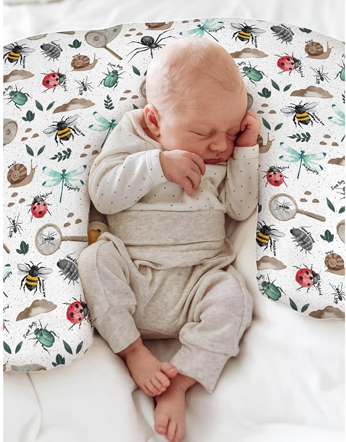 Hunt Baby Nursing Pillow Covers for Boy Girl Bees Snails Dragonflies Nursing Slipcovers for Breastfeeding Pillows Outdoors Explore Soft Stretchy Removable Cover for Newborn Infant