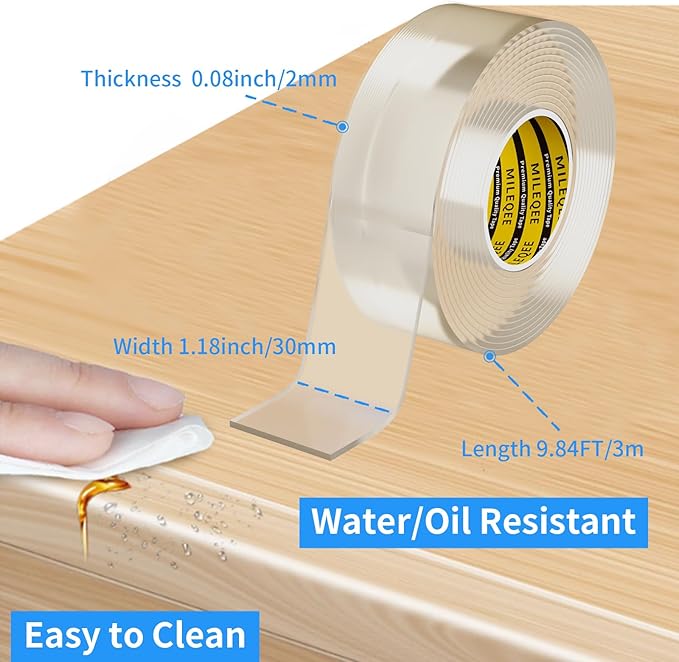 Clear Edge Protector Strip, 1.18in x 9.84FT, Sharp Edge Wrap Cover Tape, Self Adhesive Protective Bumper Corner Guards for Cabinet Door Desk Glass Table Bed Furniture, Kitchen Countertop, Waterproof