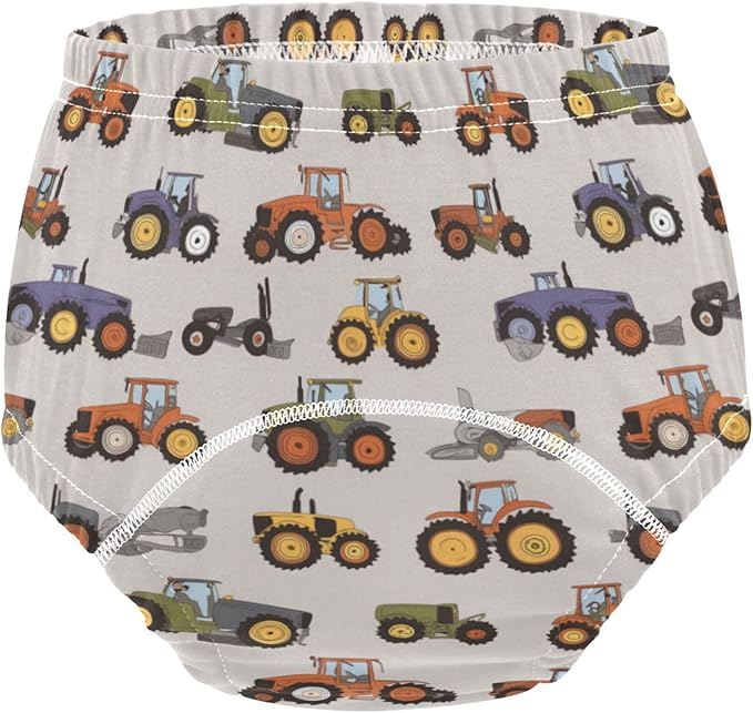 Little Boys Sleep Training Pants Reusable Potty Training Underwear Briefs for Infant 2T Cartoon Pattern of Tractors Muted Colors