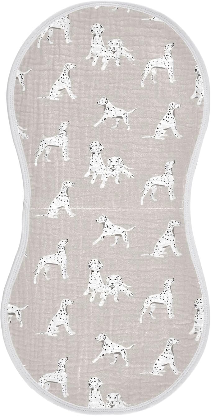 Dalmatian Dogs Muslin Burp Cloths for Baby Boys and Girls - 1-Pack Ultra Absorbent Muslin Washcloths, Newborn Towel, Milk Spit Up Rags, Burp Cloth Bib for Unisex, 22 x 11 Inch