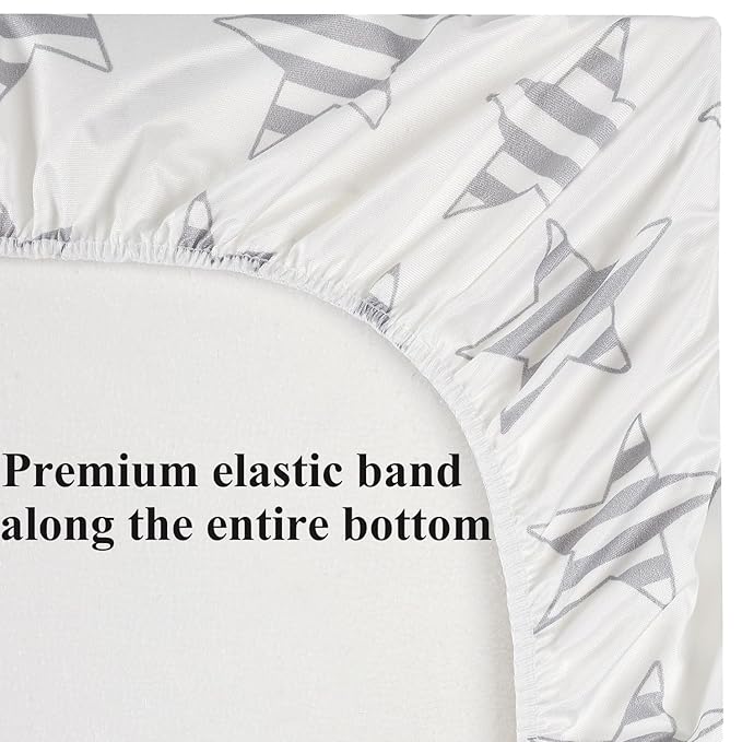 Waterproof Changing Pad Cover Set 2 Pack Stretch Jersey Knit Super Soft Grey Love & Stars