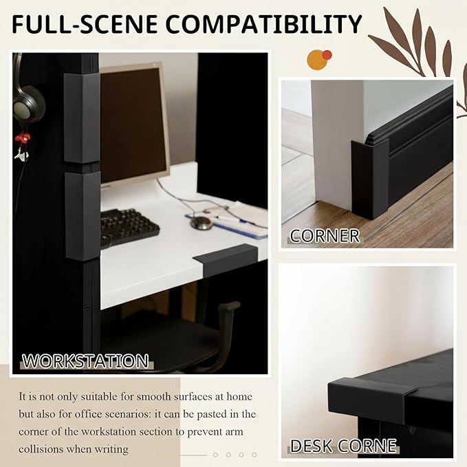 Pangda Baseboard Corners Blocks Self Adhesive Rubber Safety Corner Protectors Proofing Edge Guard Corner Cushion for Wall Furniture Edge(Black,8 Pcs)