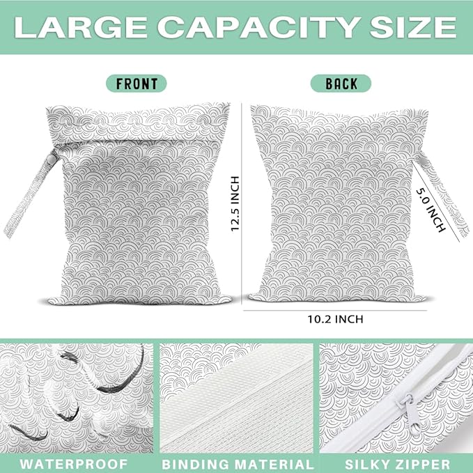 Bohemia Wet Laundry Dry Bags for Diaper Waterproof Swimsuit Washable Reusable Bag for Beach Diapers Dirty Yoga Gym Clothes Plant Gifts for Men Women Friend