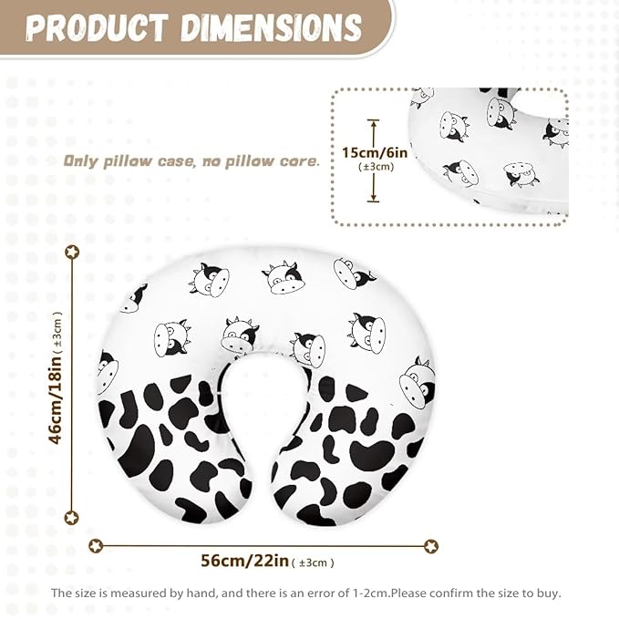 Cute Black Cow Spots Nursing Pillow Covers for Breastfeeding and Bottle Feeding Ultra Soft Pillowcase Comfortable Removable Covers