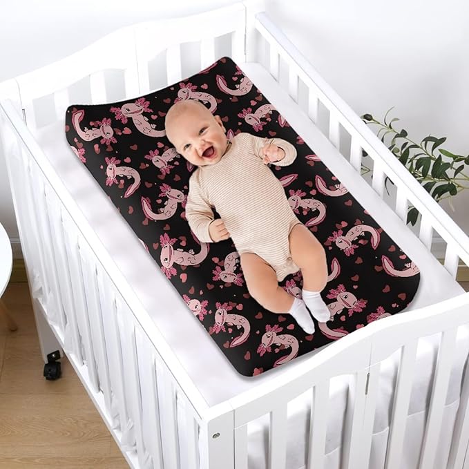 Axolotl Changing Pad Cover Washable Stretchy Diaper Changing Mat Cover Lightweight Waterproof Universal Tray Table Mat Cozy
