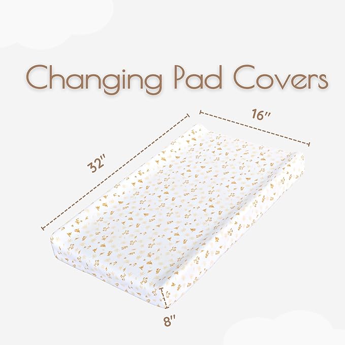 Baby Changing Pad Cover Boy, 100% Cotton Changing Table Sheets, 2 Pack Changing Table Covers, 32"x16" x 8" Diaper Changing Pad Cover Boy, Oeko-TEX Certified (Woodland Green Changing PadCover)
