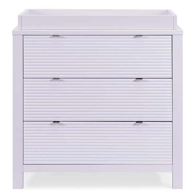 Delta Children Cassie 3 Drawer Dresser with Changing Top and Interlocking Drawers, Lilac