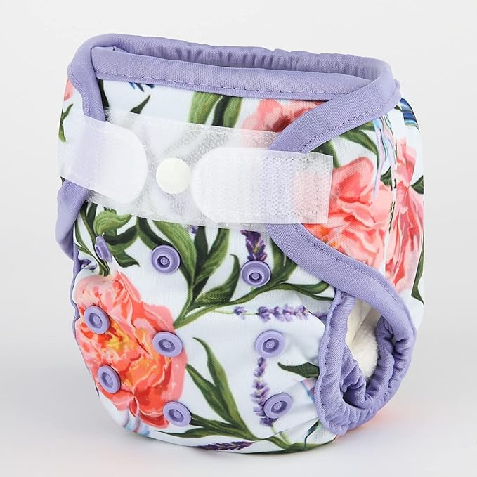 Newborn Baby Cloth Diaper Cover Nappy Hook and Loop (Hummingbirds Flowers)
