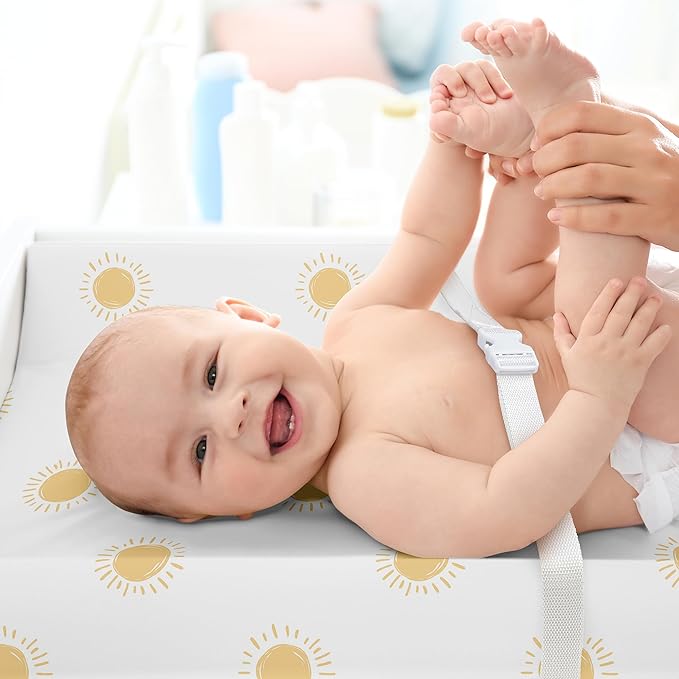 Sweet Jojo Designs Baby Changing Pad Cover Sheet (White and Yellow Boho Sun) for Girls/Boys, Infant/Newborn Diaper Change Table Mat Covers (Mustard, Celestial Sky, Desert, Sunshine, Outdoors Nature)