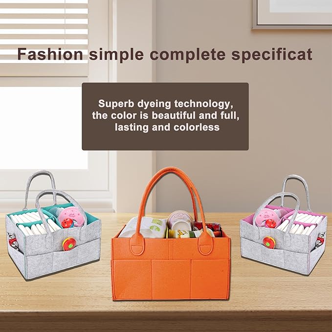 Baby Diaper Caddy is a versatile baby basket designed for nursery storage, car organization, and as a thoughtful gift for baby showers. Perfect for storing diapers and baby wipes. (Orange)