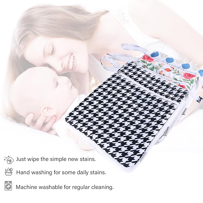 Breast Pump Bag Wet/Dry Bag with Preparation Place Mat, Waterproof Pump Parts Storage Bag for Moms Pumping at Work or Outdoors(Houndstooth)