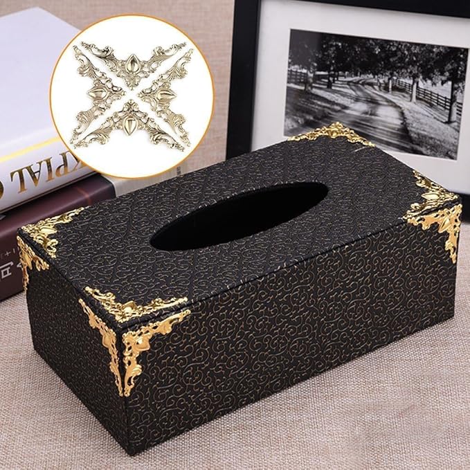 30Pcs Antique Corner Protectors for Scrapbooking and DIY Crafts, Vintage Edge Guard Embellishments for Photo Albums, Frames,Jewelry Boxes and Home Decor (Bronze)