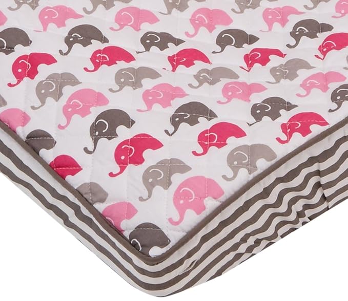 Bacati - Elephants Pink/Grey Elephants Mini Changing Pad Cover