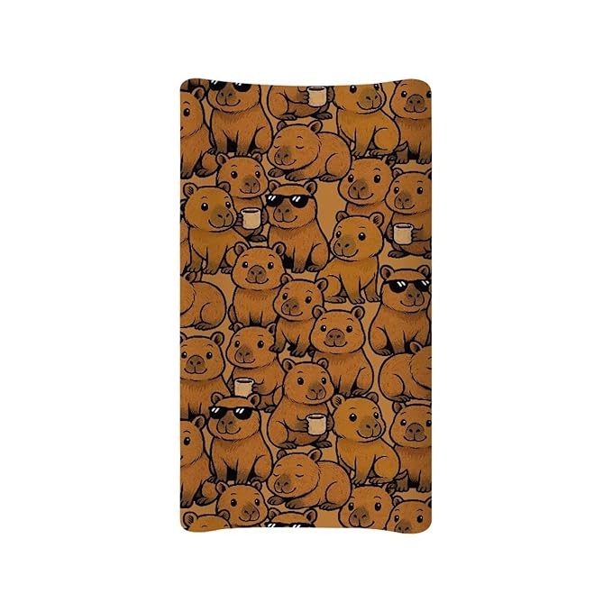 Changing Pad Cover Capybara Pattern Diaper Changing Mat Cover Sheets for Newborn Boys Soft Breathable Nursery Changing Table Sheets 32x16 Inch