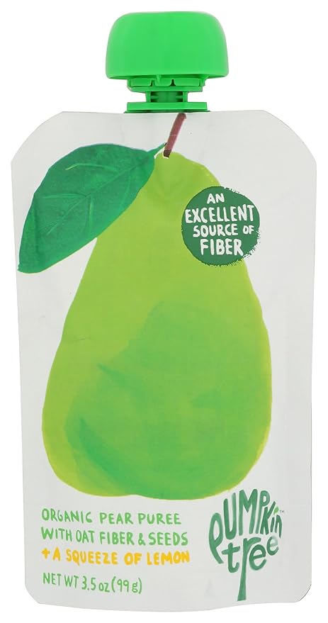 PUMPKIN TREE Organic Pear Puree With Oat Fiber And Seeds, 3.5 OZ