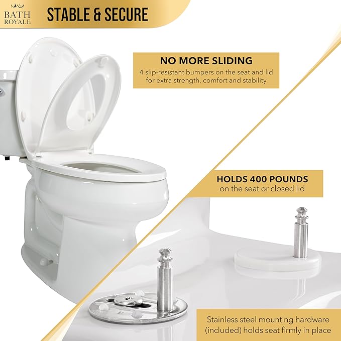 BATH ROYALE Potty Training Seat - Soft Close, Kingsport BR721-02, Elongated Almond/Bone, Adult/Child