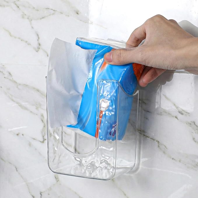 Piriuuo Wipes Dispenser, Wall-Mounted Wipes Holder for Bathroom Clear Wipe Dispenser Flushable Wipe Holder for Bathroom Wipes Container for Kitchen Bathroom Toilet