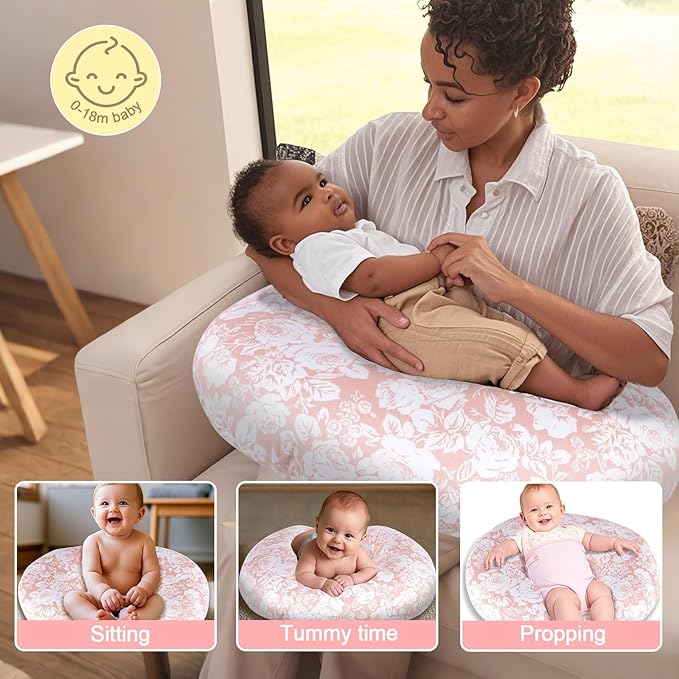 x-vesolje Baby Nursing Pillow for Breastfeeding, Adjustable Breastfeeding Pillow for Bottle Feeding, Nursing Support Pillow for Mom and Baby Healthier Nursing, Removable Cover- Rose