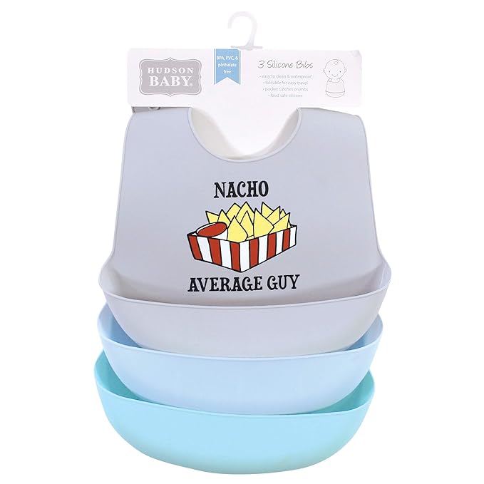 Hudson Baby Unisex Baby Silicone Bibs, Fast Food, One Size