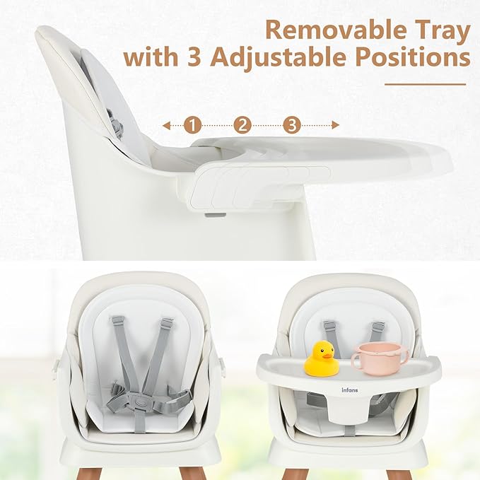 INFANS 8 in 1 Baby High Chair, Convertible Highchair for Babies and Toddlers, Infant Dining Booster Seat, Building Block Table, Kids Stool Table Chair Set with Removable Tray