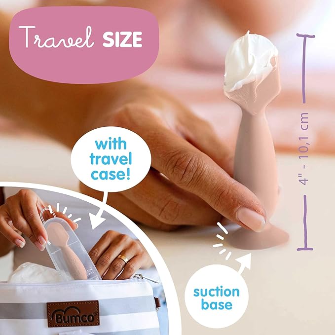 Bumco Diaper Cream Spatula (Mini) - BPA-free Butt Paste Diaper Cream Applicator, Soft & Flexible Diaper Rash Cream Applicator, Butt Spatula Baby, Mom-Invented Diaper Bag Essentials (Dusty Pink)