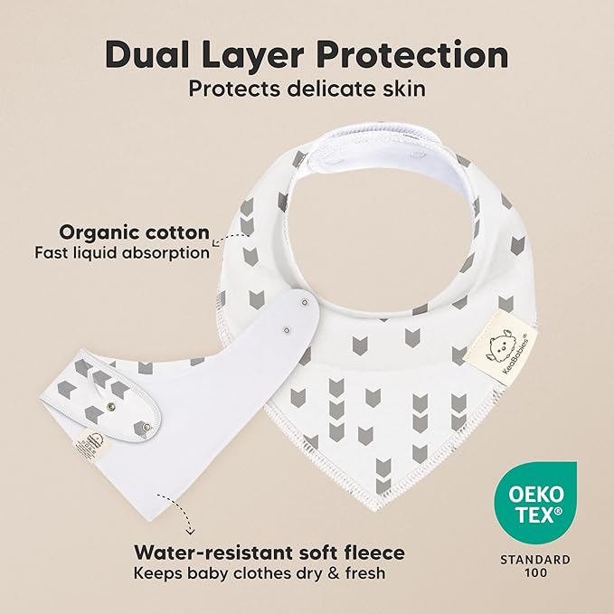 KeaBabies 8-Pack Organic Baby Bandana Bibs for Boys, Girls - Super Absorbent Triangle Baby Bibs for Drooling and Teething Infant, 100% Cotton Extra Soft for Newborn, Infant 0-36 Months (Crossroads)