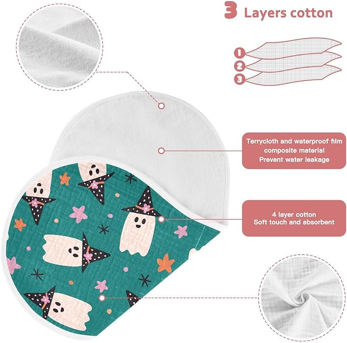 vvfelixl Halloween Ghosts Burp Cloths for Baby Boy Girls Baby Washcloths Burp Rags 1 Pack