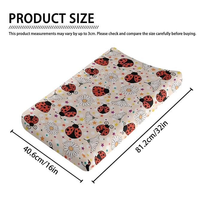 Ladybug Baby Changing Pad Cover Washable Soft Diaper Change Table Pad Covers with Elastic Edge Breathable Changing Pads Liners for All Season Nursery Decor