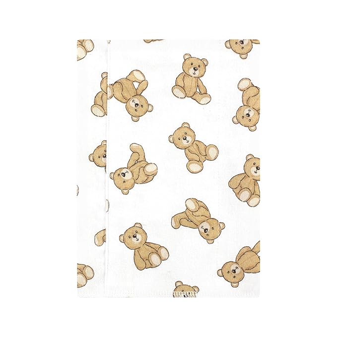 Hudson Baby Unisex Baby Cotton Flannel Burp Cloths, Teddy Bears 7 Pack, One Size