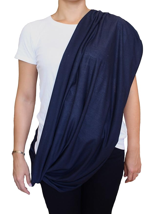 2 Pack Nursing Covers for Breastfeeding, Soft Infinity Scarf Shawl Cover Up - Lightweight, Breathable Privacy Nursing Wrap (Navy Blue & Black)