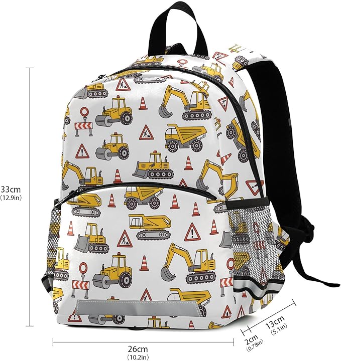 Toddlers Backpack Kids Truck Childish Bookbag for Boys Girls 3-6 Years Preschool Kindergarten Cute Mini Bags with Safety Leash Daypack
