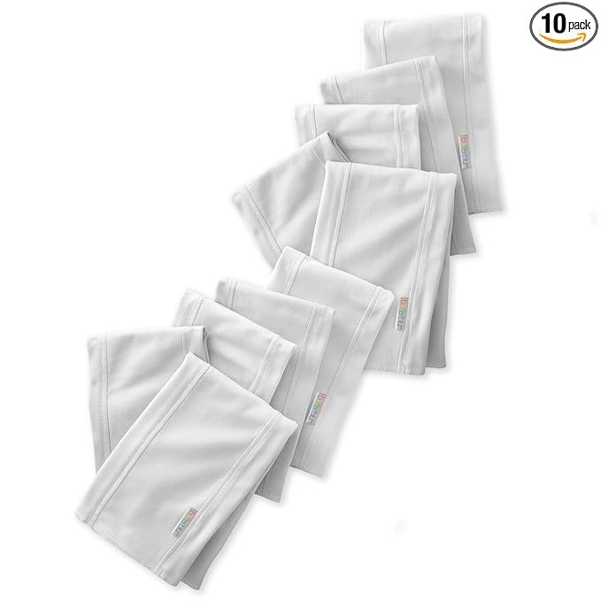 Butterblu Bailey 10-Pack Burp Cloths 100% Organic Cotton Knit for Newborn & Baby Boys & Girls, White, One Size